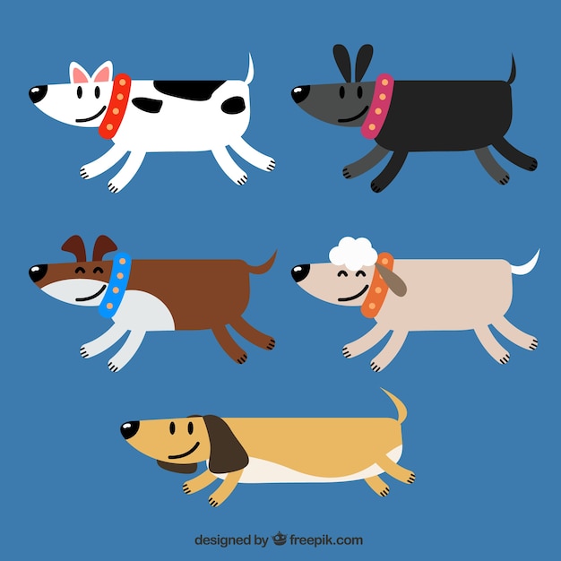 Free Vector selection of five geometric dogs in flat design