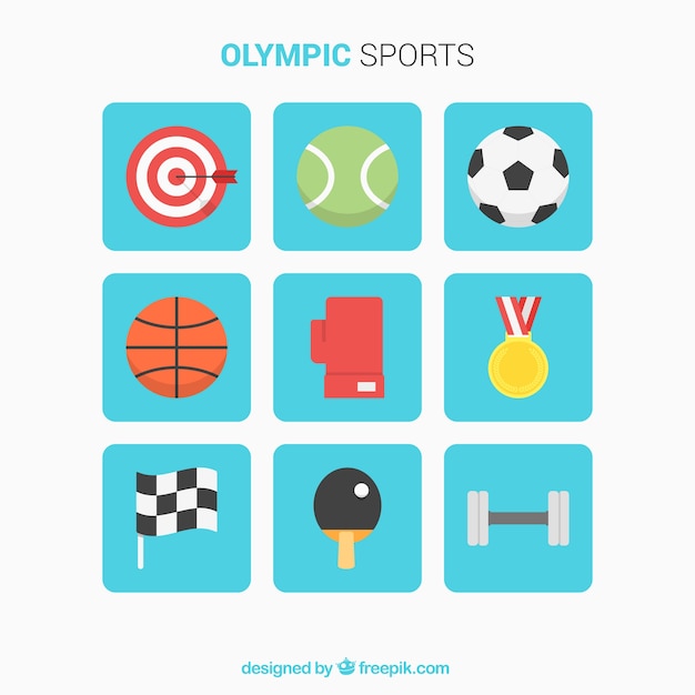 Free Vector selection of flat elements for sports