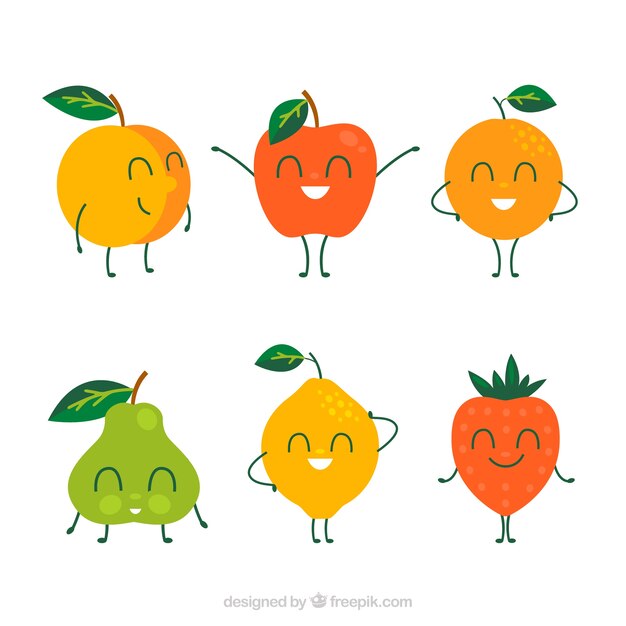 Selection of funny fruit characters