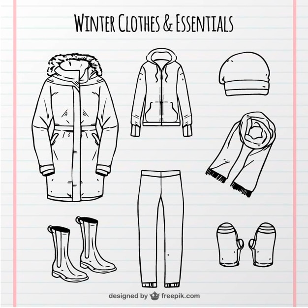 Free Vector selection of hand drawn comfortable winter clothes