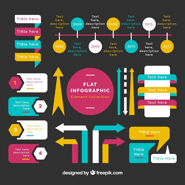 Selection of infographic elements with great colors