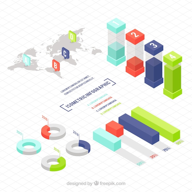 Selection of infographics elements in isometric design