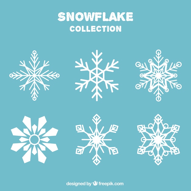 Selection of snowflakes in flat style