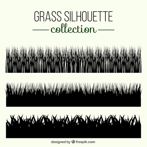 Free vector selection of three grass silhouettes