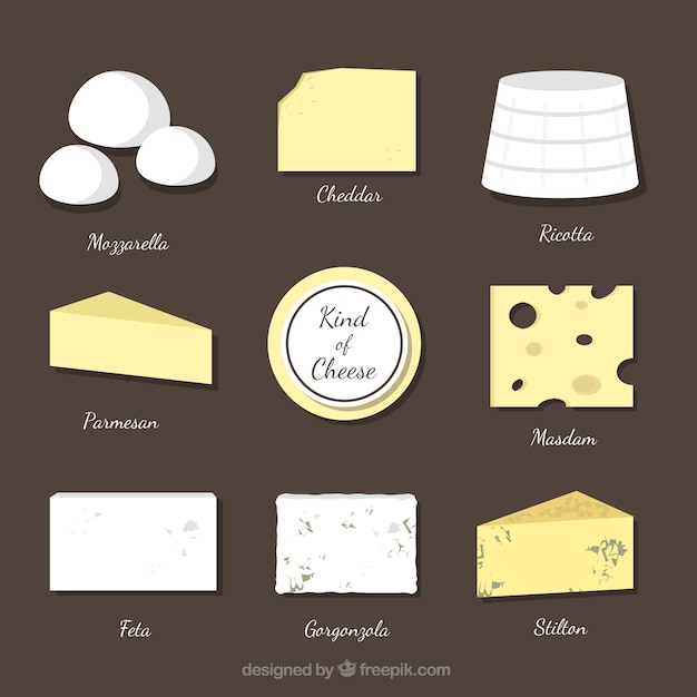 Free Vector selection of various cheeses