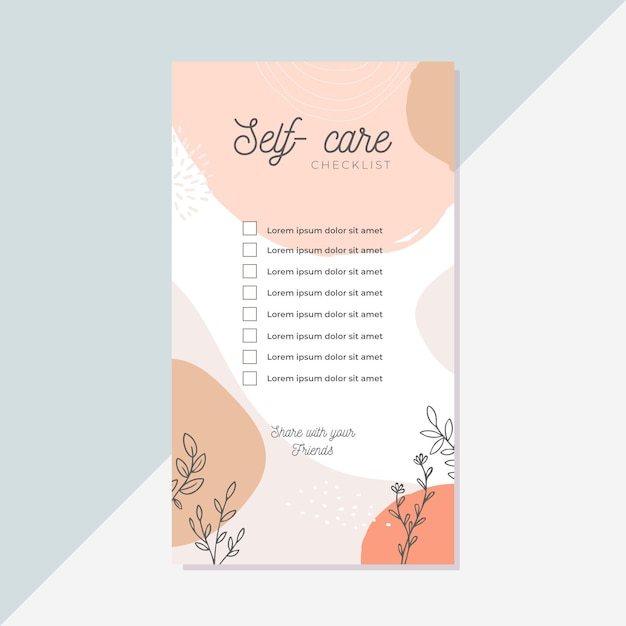 Self care checklist template