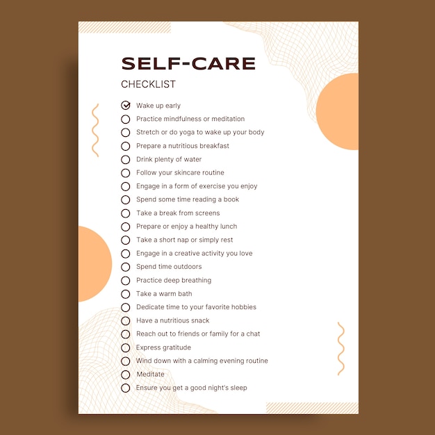 Self care day checklist template design