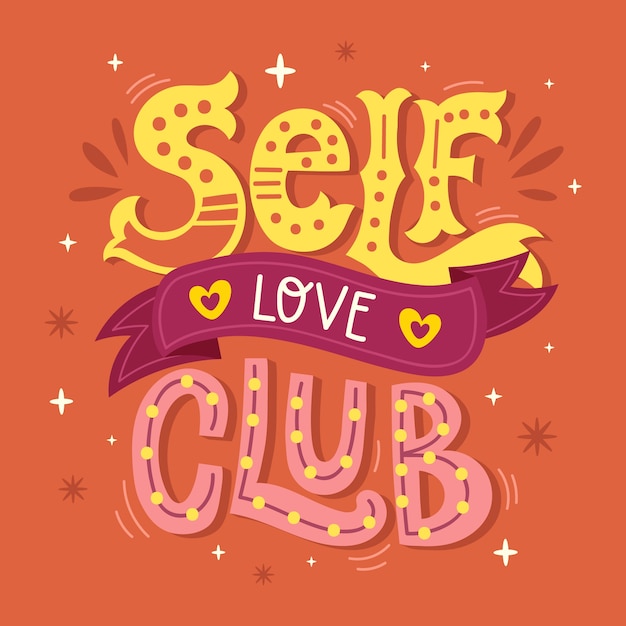 Free Vector self love lettering in creative design