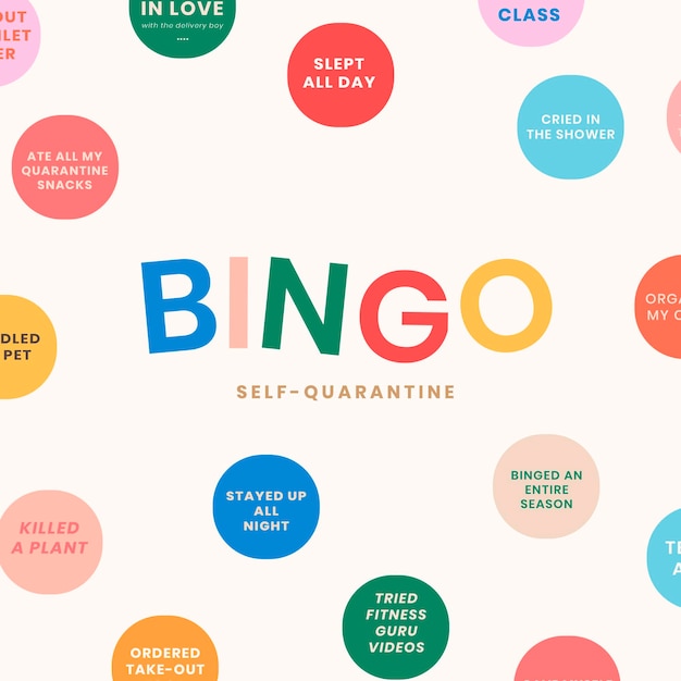 Free Vector self quarantine social media story bingo challenge vector