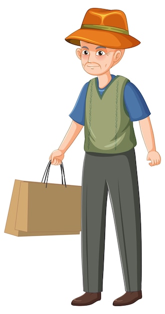 Free vector senior man holding shopping bag