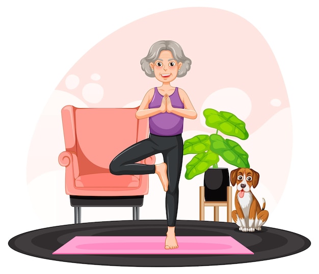 Free Vector senior woman doing yoga