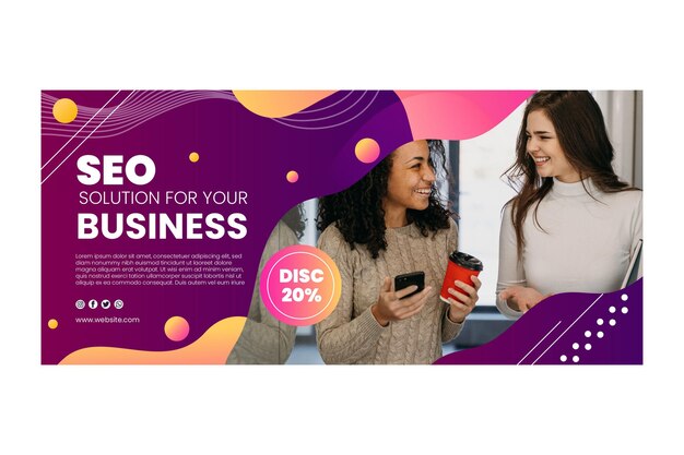 Seo banner template design with discount