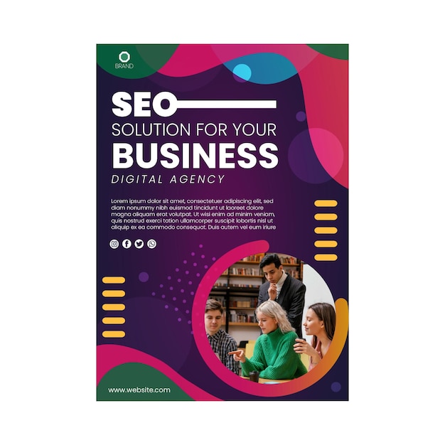 Free Vector seo business vertical flyer template