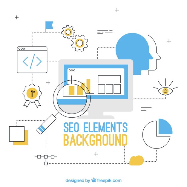 Seo elements background in flat style