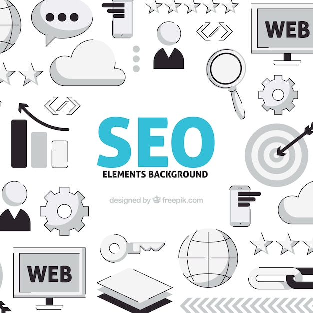 Seo elements background in flat style