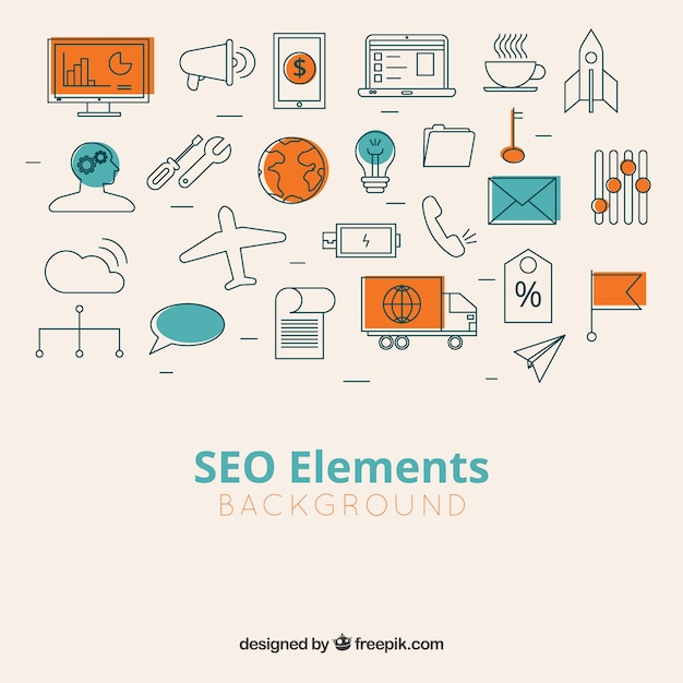 Seo elements background in flat style