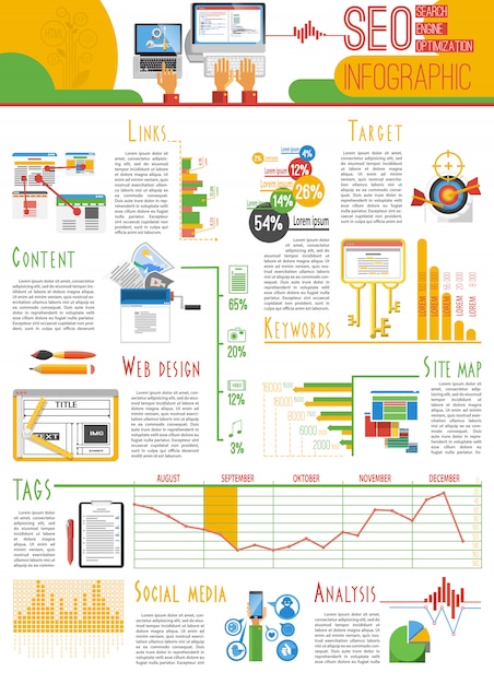 Free Vector seo infograhic report poster 