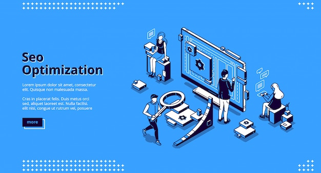 SEO optimization isometric landing page banner