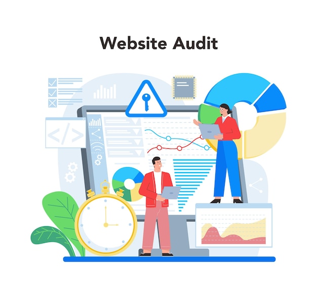 Free Vector seo specialist concept idea of search engine optimization for website as marketing strategy web page promotion in the internet development audit vector illustration in cartoon style