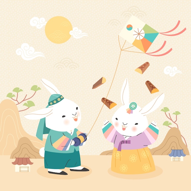 Seollal festival celebration illustration