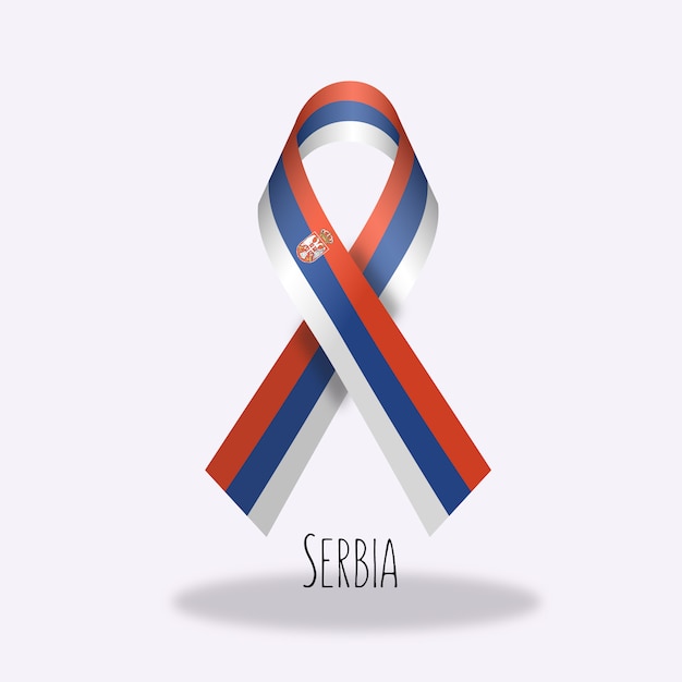 Serbia flag ribbon design