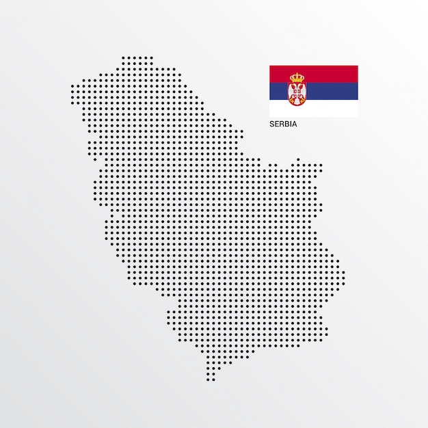 Serbia Map design with flag and light background vector 