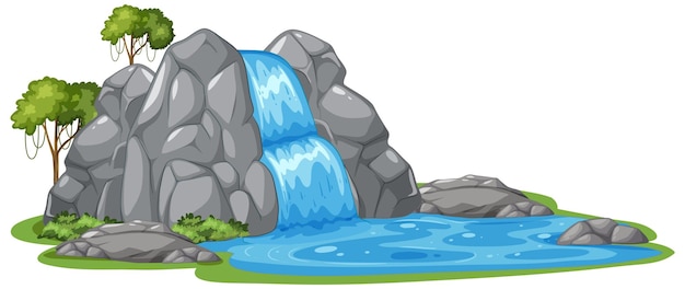 Free Vector serene waterfall and rocky landscape