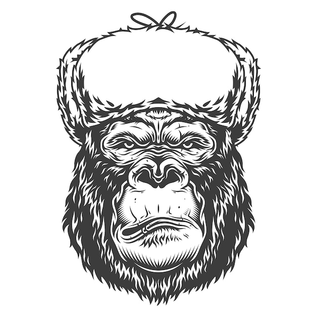 Serious gorilla in monochrome style