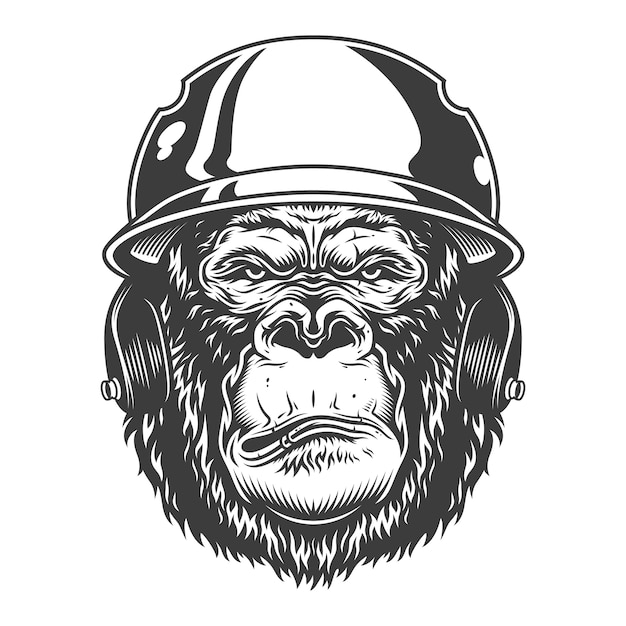 Serious gorilla in monochrome style