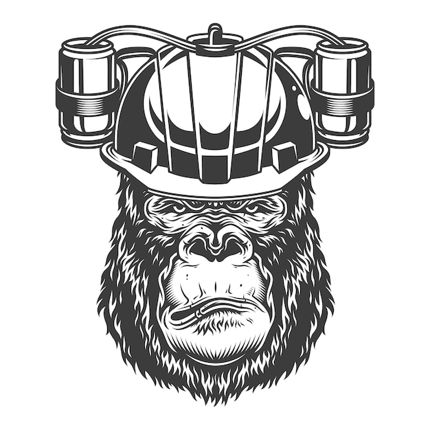 Serious gorilla in monochrome style