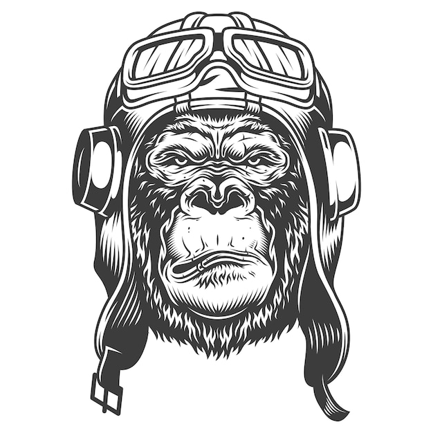 Free Vector serious gorilla in monochrome style