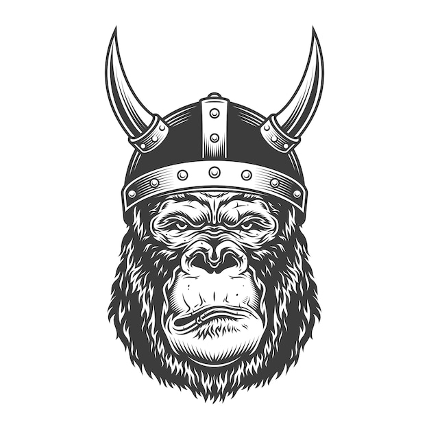 Free Vector serious gorilla in monochrome style