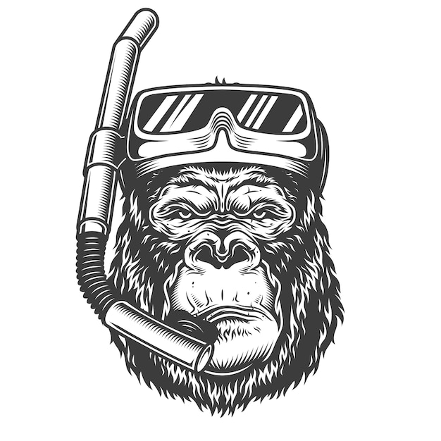 Serious gorilla in monochrome style