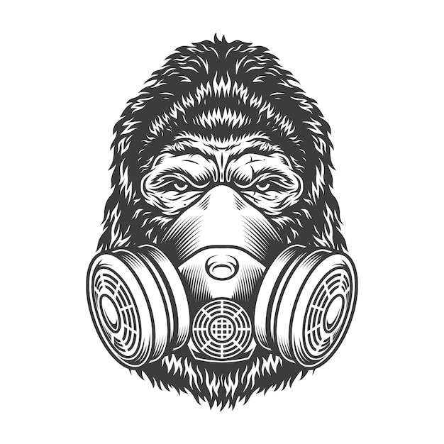 Free Vector serious gorilla in monochrome style