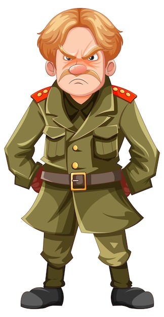 Free Vector serious military officer with grumpy expression