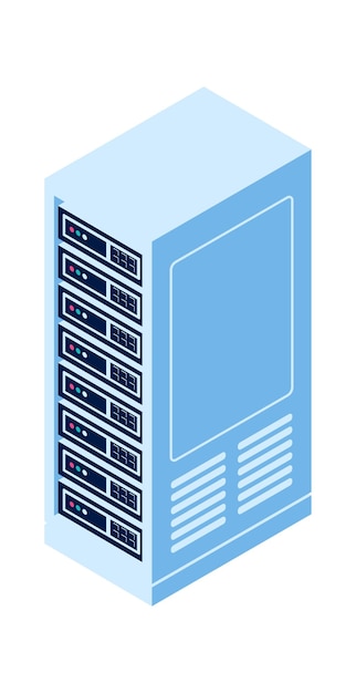 Server rack isolated isometric vector icon, equipment for cloud computing and information storage