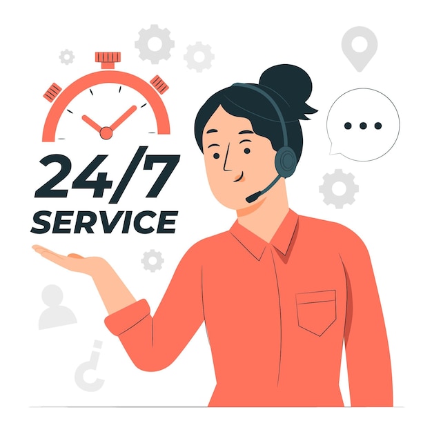 Service 24 7 concept illustration