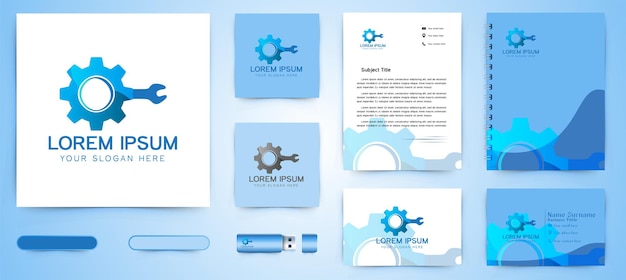 Service tool, and gear Service Logo and business card branding template Designs Inspiration Isolated on White Background