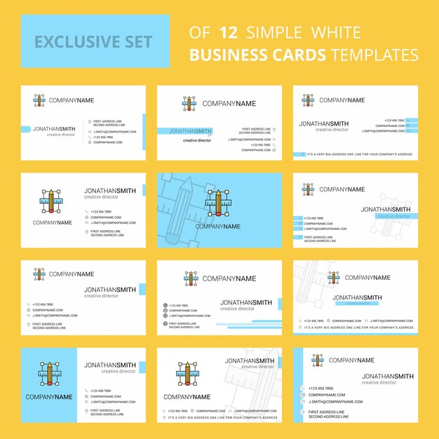 Set of 12 Pencil scale Creative Business Card Template