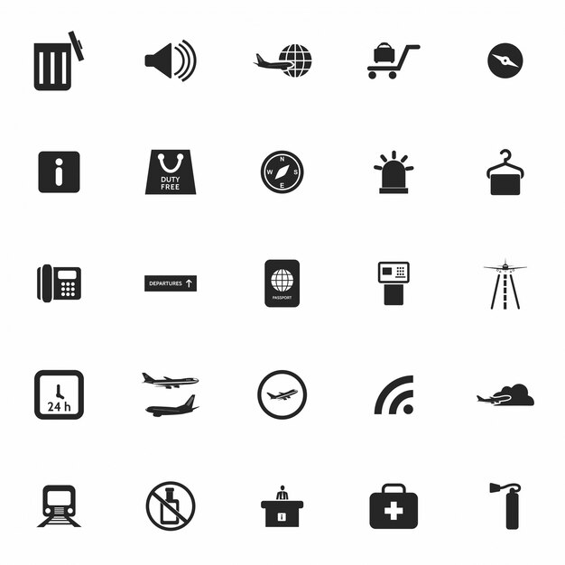 Set of 25 airport icons