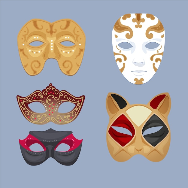 Free Vector set of 2d masquerade masks