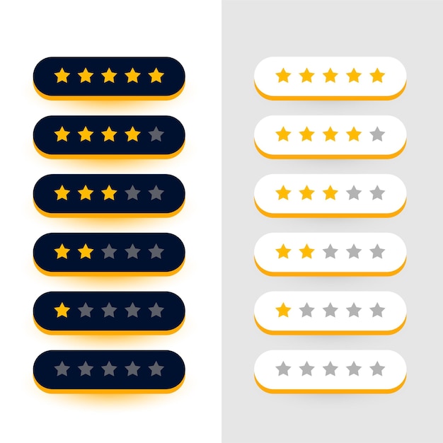 Free Vector set of 3d five stars rating sign for customer review