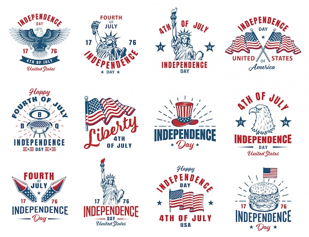 Set of 4th july emblem