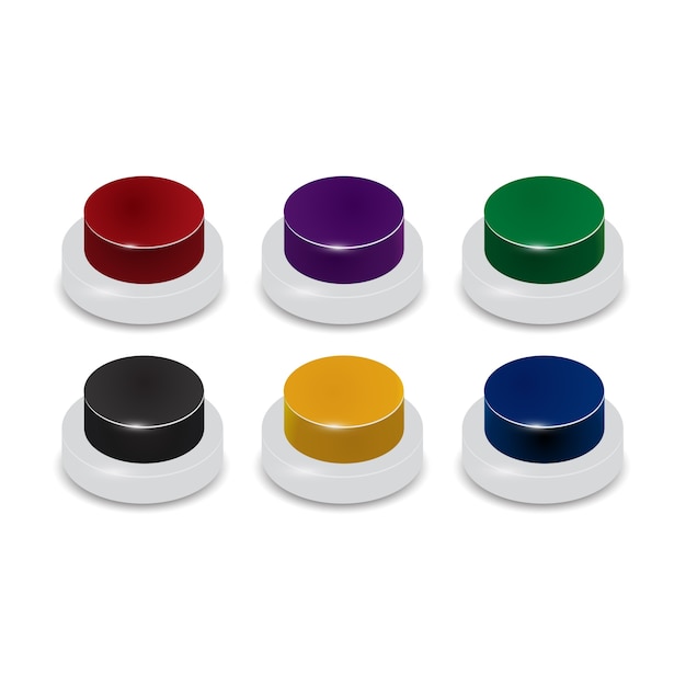 Free Vector set of 6 coloured buttons