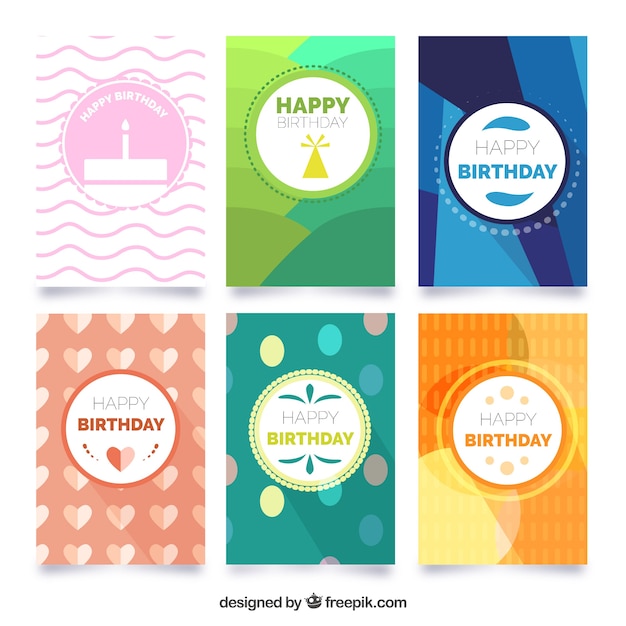 Free Vector set of abstract birthday cards