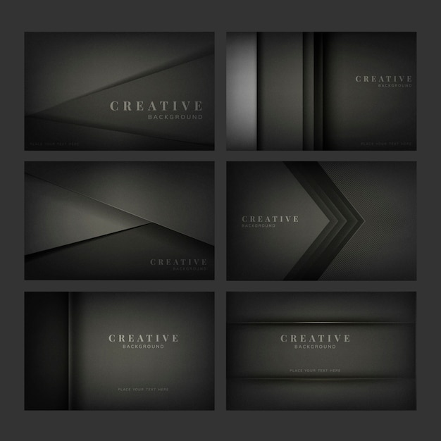 Free Vector set of abstract creative background designs in black