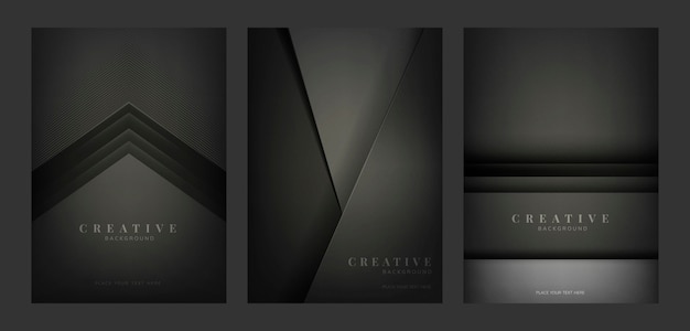 Free Vector set of abstract creative background designs in black