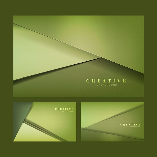 Set of abstract creative background designs in lime green