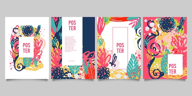 Set of abstract creative universal artistic templates. Good for poster, card, invitation, flyer, cover, banner, placard, brochure and other graphic design.