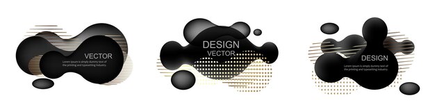 Set of abstract modern graphic elements Dynamical black gold forms and line Template for the design of a logo flyer or presentation